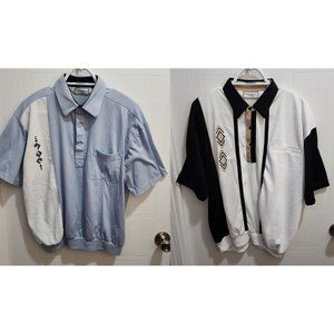2x Classics by Palmland Striped Short Sleeve Polo‎ Golf Shirts Size Large